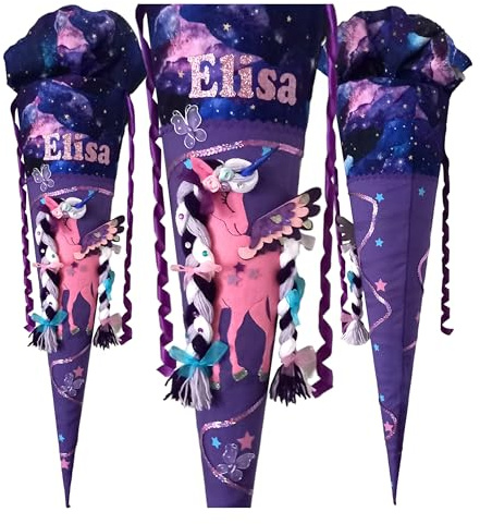 Schultüte Einhorn, passend zum Pegasus Emily Step by Step, für Mädchen, Wunschname, benutzerdefinierte,Zuckertüte