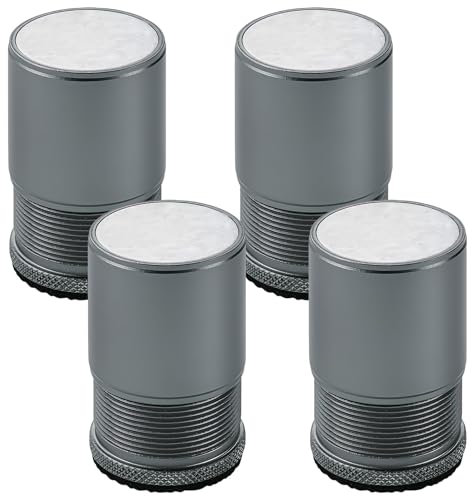 KMERCE Lot de 4 Rehausseur de Meubles Réglable Métal, Rehausseur Pieds de Lit, Pieds de meubles pour Chaise, Table, Canapé, Caisson, Armoire de salle de bain, Gris, hauteur de 4.7cm-8cm, diamètre 40mm
