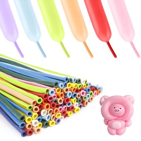 Ballon Long A Sculpter - Set de 100 Pièces pour Animaux, Anniversaire, Bapteme - Arc En Ciel Pastel Multicolore À Modeler