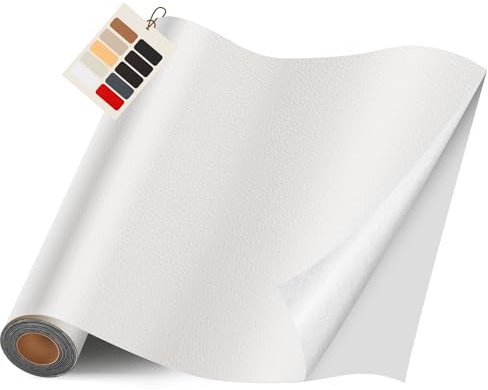 Kunstleder Selbstklebend, 40x400cm Leder Reparatur Set für Möbel, Sofa, Autositze, Taschen - Renovierung Kit (Weiß)