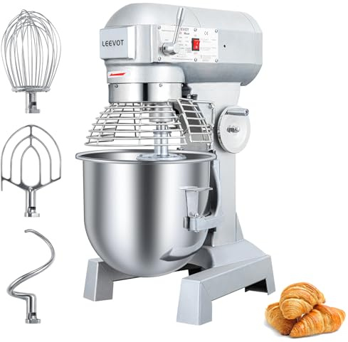 LEEVOT 3in1 Küchenmaschine knetmaschine, Edelstahl-Schüssel 20 Litres, 1100W Teigmaschine, 3-stufig einstellbarer Planetenrührwerk mit Schutzabdeckung.