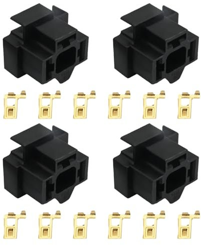 JUUDDENPARTS 4 Stück H4 3-poliger Scheinwerfer-Anschluss mit Klemmen, Automobil-Lampen-Reparatur-Halter-Stecker, schwarz, 12 V Steckerbuchse für H4-Leuchtmittel-Anschlussadapter