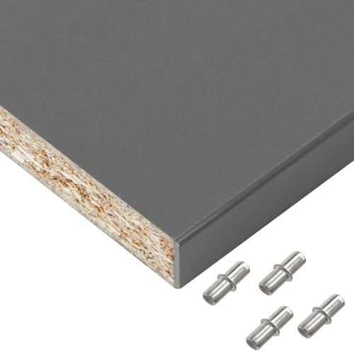 Hausfux Einlegeboden, Regalboden nach Maß - 1,9 cm Starke Spanplatte, melaminbeschichtet, einseitige ABS-Kante - Made in Germany - Maßanfertigung - für Möbelbau (Basalt Grau, 60 x 40 cm)