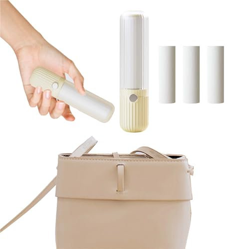 Portatile spazzola adesiva levapelucchi WISIRENT, Portatile rotolo di lanugine mini spazzola togli peli animali,rullo peli animali riutilizzabile per Vestiti, Peli di Gatto (4 Rotoli + 1 Manico)