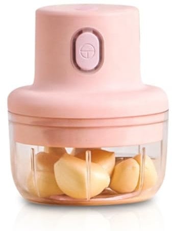 Herzberg, HG03183-PNK, Tragbarer kabelloser elektrischer Zerkleinerer 100ml Rosa, Klinge aus rostfreiem Stahl, 45W Motor, Behälter aus lebensmittelechtem Kunststoff, wiederaufladbare Batterie