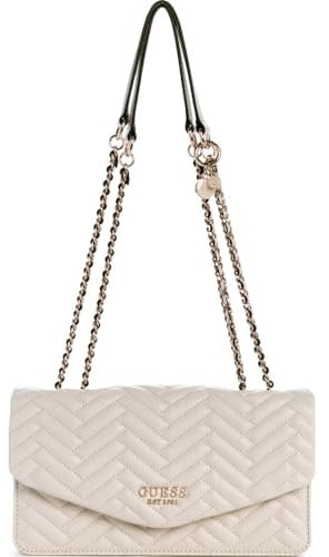 GUESS Damen Anning Convertible Crossbody Flap Umhängetasche, Stein