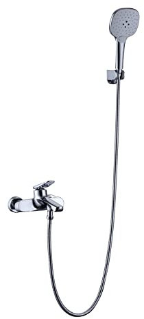 ZLQRTUD Robinet de Baignoire à Montage Mural en Laiton, Robinet de Remplissage de Baignoire à 2 Fonctions, Robinet mitigeur de Baignoire à 2 Trous avec Douche à Main à 3 Jets, Chrome