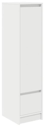 vidaXL Highboard White, 1 Door/1 Drawer Storage Cabinet - Engineered Wood 29.5x34x119.5cm, Modern Living Room Sideboard