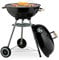 Relaxdays Kugelgrill, Ø 44 cm Grillrost, Outdoor BBQ, Holzkohlgrill m. Rädern & Standfuß, Auffangschale, Smoker, schwarz