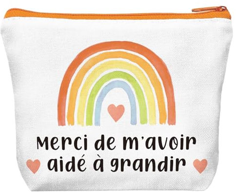 Cadeau Maitresse D'école, Merci de M'avoir Aidé à Grandir, Merci Maitresse Cadeau Trousse de Toilette Pochette Tissu Zippée, Cadeaux Maitresse Fin D'année