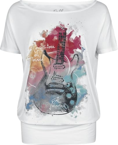 Full Volume by EMP Damen weißes T-Shirt mit Gitarren Frontprint XL