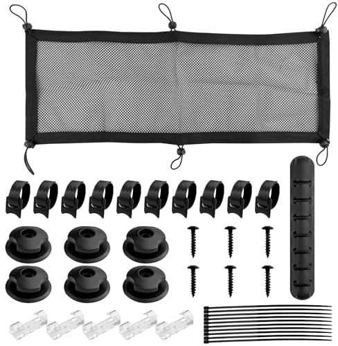 Comroxu 39 STK Desk Cable Organizer, Kabel Management für Schreibtisch, PC Untertisch Kabelmanagement, Kabelmanager, Kabelnetz, Under-Table Cable Storage Net, Under Desk Cable Tidy, für Büro, Zuhause