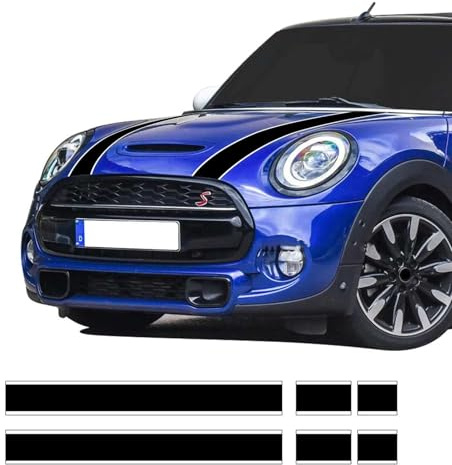 FUNOJIM Motorhaubenstreifen, Motorabdeckung, Aufkleber, passend für Mini Cooper R50 R52 R53 R56 R57 F55 F56 F56 Lukenzubehör