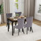 ARTETHYS Essgruppen Für 4-6 Personen, Esstisch Ausziehbar, Industriestil Esszimmertisch 110-149 x 70 cm mit 4 Samt Esszimmerstühle, Schwarz Eisenbeine für Küche Esszimmer und Wohnzimmer, Grau
