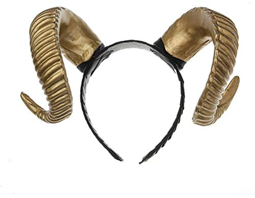 Ghzste Devil Horns Stirnband Halloween Ram Horns Stirnband Hair Hoop Cosplay Festival Kopfbedeckung Weihnachten Masquerade Party (Golden)