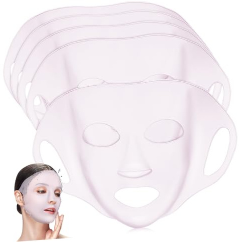 VALICLUD 5stücke Silikon-tuchmaskenbezug Wiederverwendbar Feuchtigkeitsspendend Hautpflege Gesichtsmaskenbezug Silikon-gesichtsmaskenbezug Silikon-maskenbezug Silikon-maskenbezüge