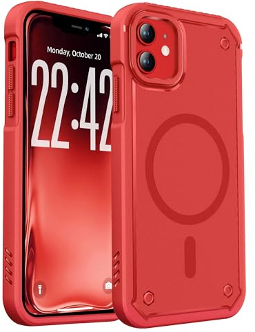 ORETECH Magnetica Cover per iPhone 11 [Compatibile con MagSafe], Grado Militare Antiurto Resistente ai graffi TPU Bumper Custodia per iPhone 11-Rosso