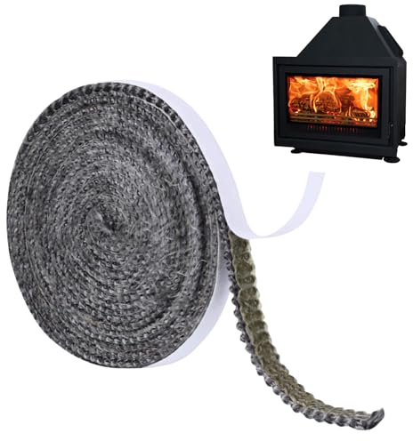 Kamin Dichtband,Selbstklebend Dichtung für Kaminofen,Dichtungsband Selbstklebend,Ofendichtschnur Feuerfestes Kamindichtung Ofenrohr Dichtung,(2mm x 10mm x 2.5m)