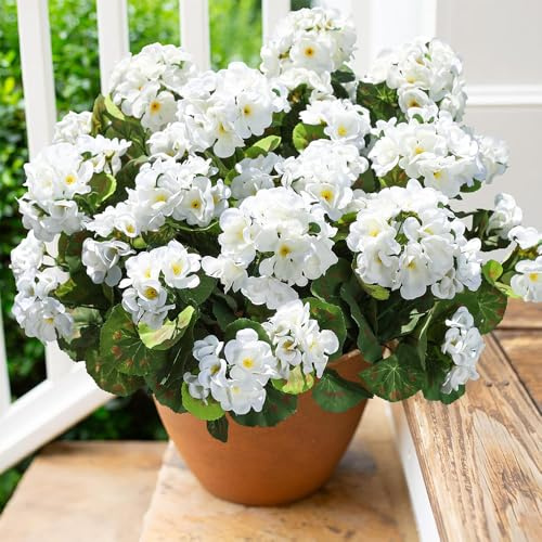 wdsilkbo Artificial Hydrangea Flowers White, 6 Stems Faux Hydrangea Plants, Silk Runaway Bride Garland, UV Resistant Climbing Plants for Home Garden Wedding Outdoor Decoration