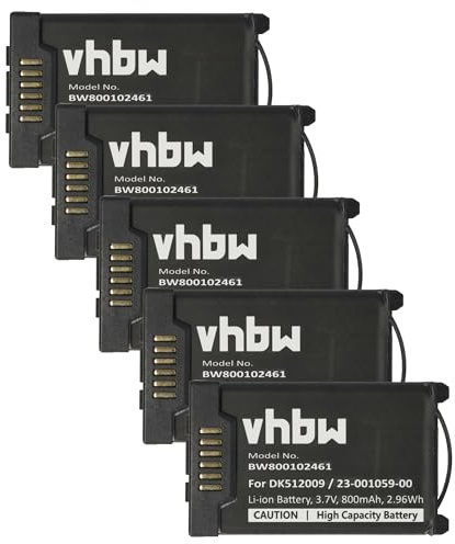 vhbw 5X Akku kompatibel mit Mitel 612d | 622d, 632d, 620d, 622dt, 610d, 612dt, 630d, 600d schnurlos Festnetz Telefon (800 mAh, 3,7 V, Li-Ion)