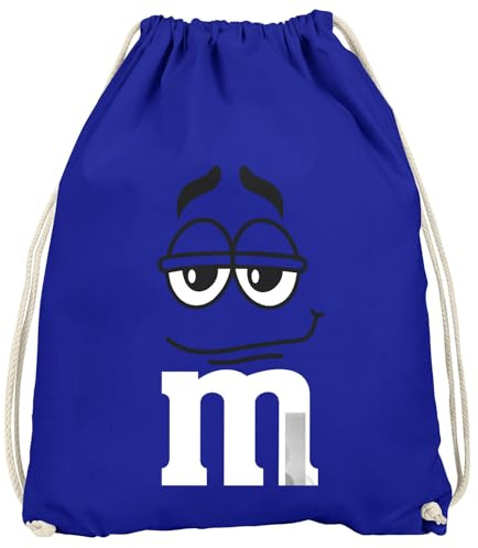MoonWorks® Turnbeutel - M mit Gesicht - Accessoires Fasching Karneval Gadgets Spruch lustig Faschingsartikel Tasche Gymbag Blau unisize