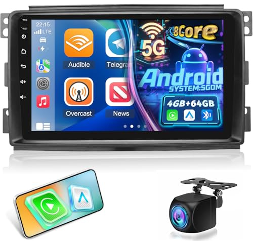 NHOPEEW 8 Core 4+64G Autoradio per Mercedes Benz Smart Fortwo451 2005-2010 | Qualcomm 9 pollici Radio Supporto Carplay&Android Auto 5G Wifi&GPS DSP 3D Auto Mondel Display Ventola di raffreddamento