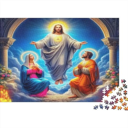 Jesus Religion Puzzle aus recyceltem Karton für Erwachsene, Jesus, Maria & Heiliger, Stressabbau, Wanddekoration & Geschenk, Geschenk für Frauen, Männer, 38x26cm/1000 Teile