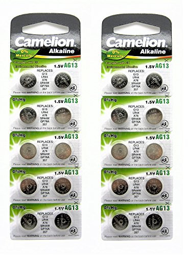 20x Camellion AG13 L1154 LR44 A76 157 V13GA Alkaline Batterie (20 Stück)