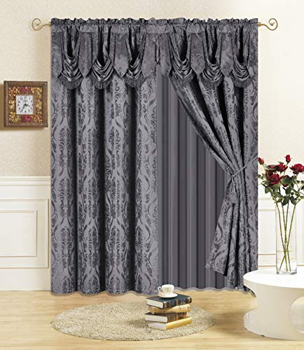 All American Collection Vorhang-Set mit Volant, transparent, mit 2 Raffhaltern, 4-teilig