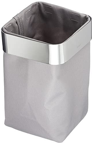 blomus -NEXIO- Gästehandtuchkorb aus poliertem Edelstahl und Baumwoll-Stofftasche, stilvolles Taupe, Beutel entnehmbar, Aufbewahrung Handtücher, vielseitig (H / B / T: 25 x 15 x 16 cm, Taupe, 68978)