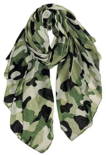 DAMILY Schals & Tücher für Damen Baumwollschal Sommerschal Große Blau Halstuchs Camouflage Kopftuch Hijab Warm