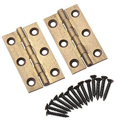 2pcs 1.97x1.10 Hinges Brass Cupboard Cabinet Door Folding Butt Hinges Furniture Accessories, Antique Brass