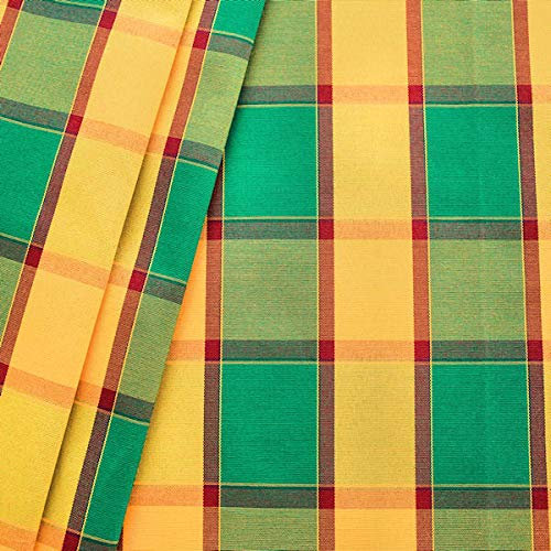 STOFFKONTOR Dekostoff Outdoorstoff Karo groß Meterware Grün-Gelb-Rot