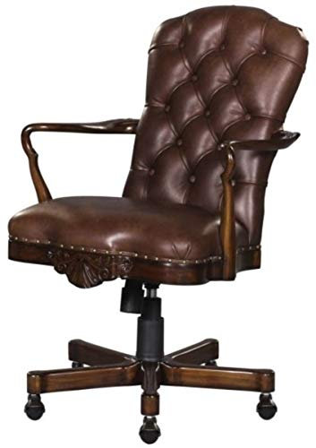 Casa Padrino Luxus Echtleder Bürostuhl/Drehstuhl Braun 63 x 68 x H. 102 cm - Luxus Büromöbel
