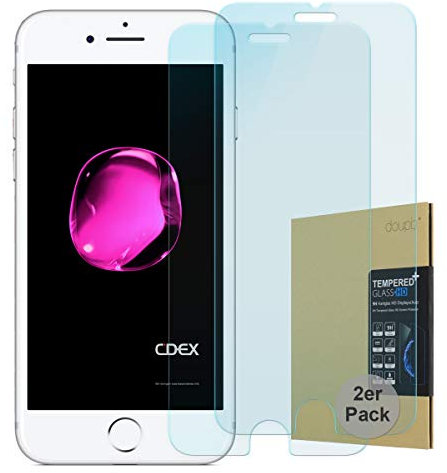 doupi 2X Panzerfolie für iPhone 8 Plus / 7 Plus (5,5 Zoll), Premium 9H Hartglas HD Display Schutz Glasfolie (2er Pack)