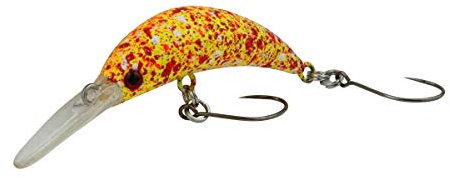 Fishing Tackle Max Unisex – Erwachsene 10C5200345C10 FTM Mega Masu MR Wobbler 3,5cm 35mm 2,5g UV Camou Gelb 5200345 Ultra Light Fischen Forellenangeln Barschangeln, Bunt, Normal