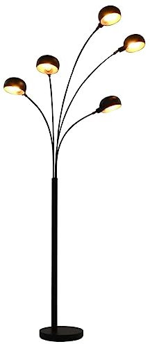 vidaXL Stehlampe Stehleuchte Standleuchte Leselampe Leseleuchte Bodenlampe Wohnzimmerlampe Bogenlampe Bogenleuchte 200cm 5xE14 Schwarz Golden