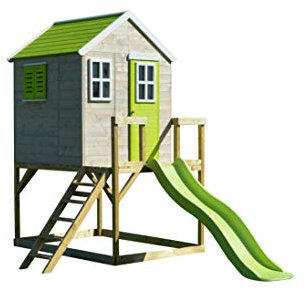 Wendi Toys - Actividad para niños Casa de Madera para Exteriores | Casita de Juegos con Lateral de 90 cm de Altura