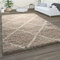 Paco Home Hochflor Teppich Wohnzimmer Schlafzimmer Shaggy Skandinavisch Rautenmuster, Grösse:140x200 cm, Farbe:Beige