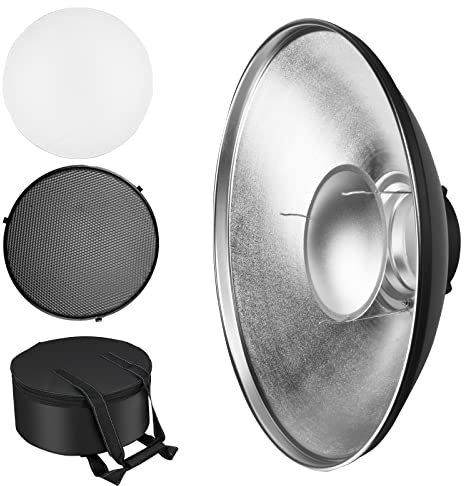 Soonpho 42 cm Beauty Dish Con Riflettore Standard Con Griglia a Nido d'Ape, Calzino Diffusore Bianco e Borsa, Per Bowens Studio Fotografia