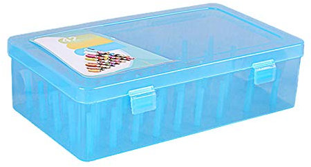 Benoon Näh-Aufbewahrungsbox, 42 Achsen, transparent, Nadeldraht, Aufbewahrungsbehälter, Werkzeugkasten, Blau, 23,7 cm x 13,7 cm x 6,6 cm