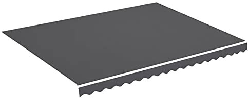 Gawany Markisenbespannung Wasserabweisend Markisestoff Markisentuch Ersatzstoff mit Volant Markisevolant für Markise Anthrazit 4,5x3,5m
