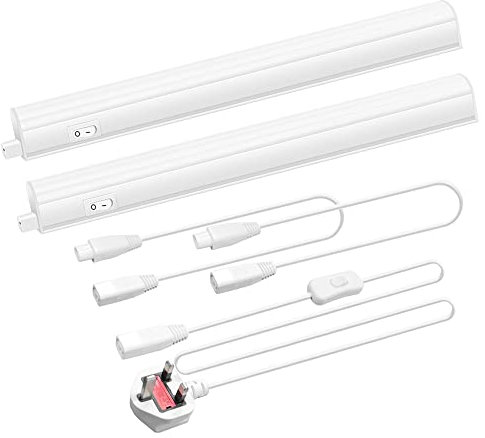 ENUOTEK Under Cabinet LED Light Kitchen Lamp, Connectible Hardwired Cupboard Lamp, 480Lm, 313MM Length With Power Plug and Switch, Neutral White 4000K, 2 Pack
