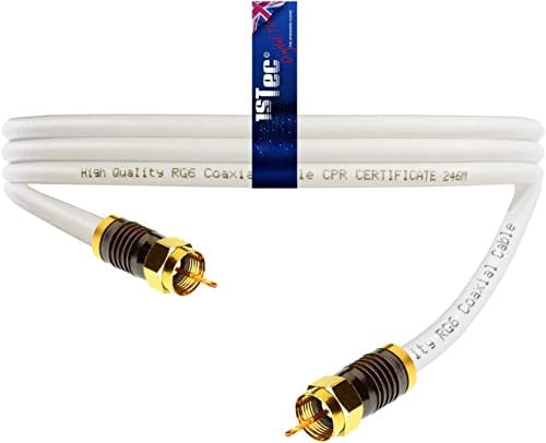 1STec 4 Metre Long Virgin Media White Isolator Wall Box 4m Link Lead for connecting to 2 or 3 Way Splitters V6 Digital Set Top Boxes or Broadband Cable Modems (400 cm Lead, White)