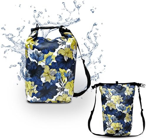 IKURI Drybag Trockentasche Rucksack Rolltop Wasserdicht aus Plane - Tasche für SUP, Surf, Kayak, Outdoor - Design Azucena