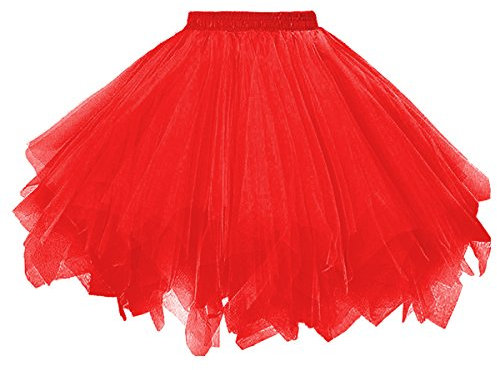 Dressever Damen Tüllrock 50er Rockabilly Petticoat Retro Tutu Ballet Cosplay Prom Abendkleider Anlass Rot XX-Large