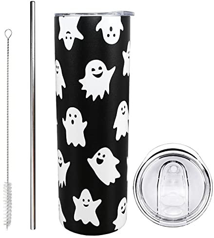 Halloween Tumbler Halloween Gifts for Women, ghost cups gothic Tumblers with Lids and Straw, Coffee Mug Travel Cup Unique Birthday Gift