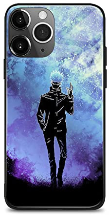 HEMINJYJEF Modische japanische Anime, einzigartiges Design, Schutzhülle, weiches Silikon, Manga-Schutzhülle, Glas, Handyhülle (für iPhone 12 Pro, Satoru Gojo)