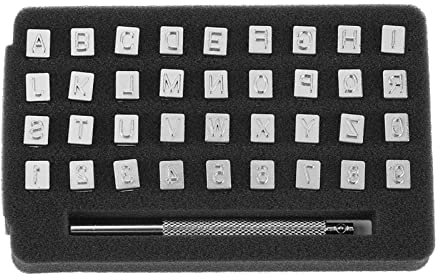 Alfabeto Perforador de Letras, 36 Uds. Sello de Cuero con Número de Letra de Acero para Golpear una Herramienta para Impresión Artesanal DIY 6mm Habet Estampador de Cuero Punzonado (6 mm)