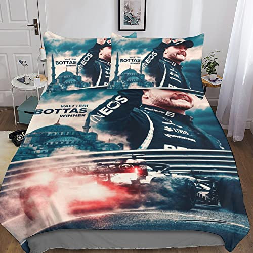 CIFEAR Bettwäsche Bettbezug-Set F1-Rennen 3D F1-Fahrer Serie Print Mit Reißverschluss,F1-Rennen Motiv Bettbezüge Set Microfaser Double(200x200cm)